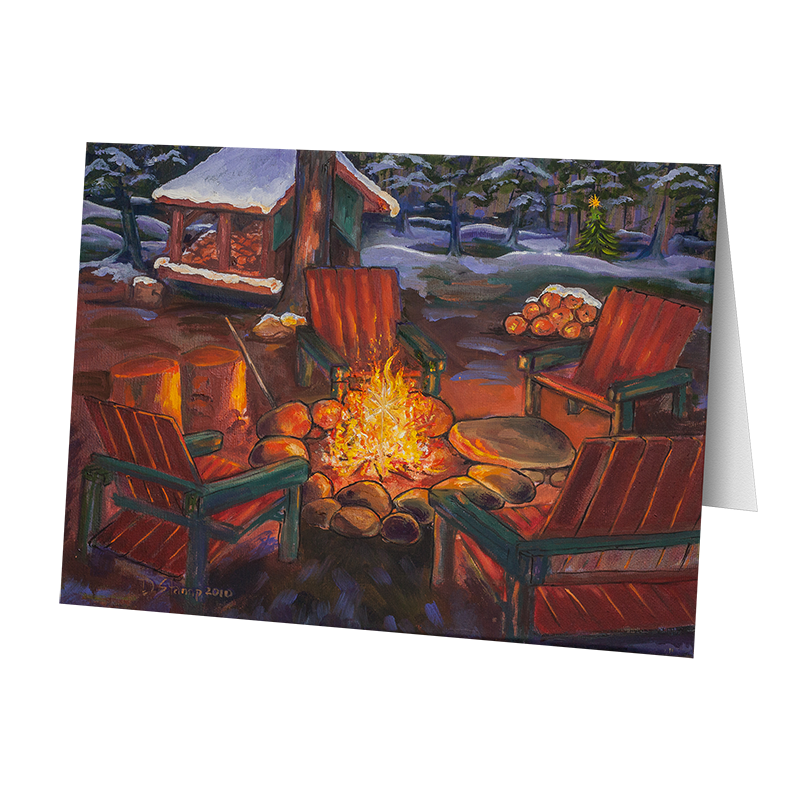 Camp Christmas Card- Christmas Campfire (5 Cards)
