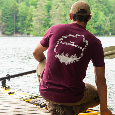 Adirondack Park Outline Tshirt -Maroon