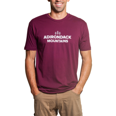 Adirondack Park Outline Tshirt -Maroon